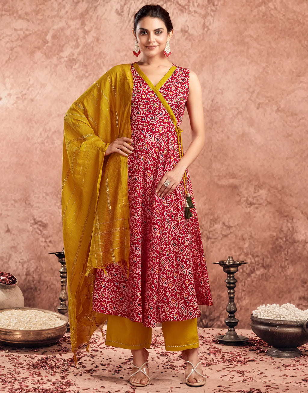 Cotton Blend Digital Print Anarkali 3 Piece Kurta Set