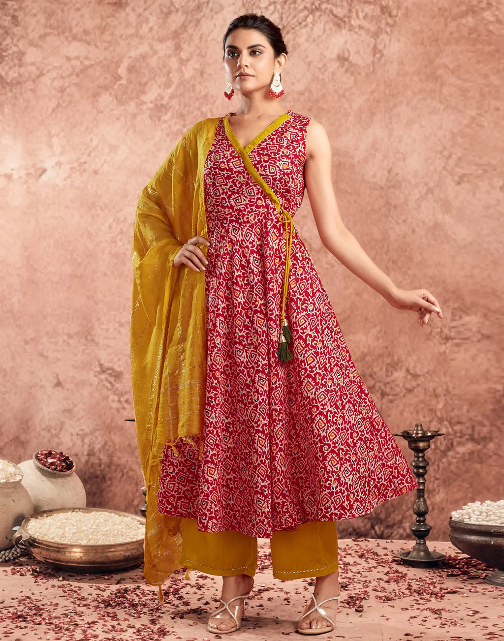 Cotton Blend Digital Print Anarkali 3 Piece Kurta Set