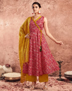 Cotton Blend Digital Print Anarkali 3 Piece Kurta Set