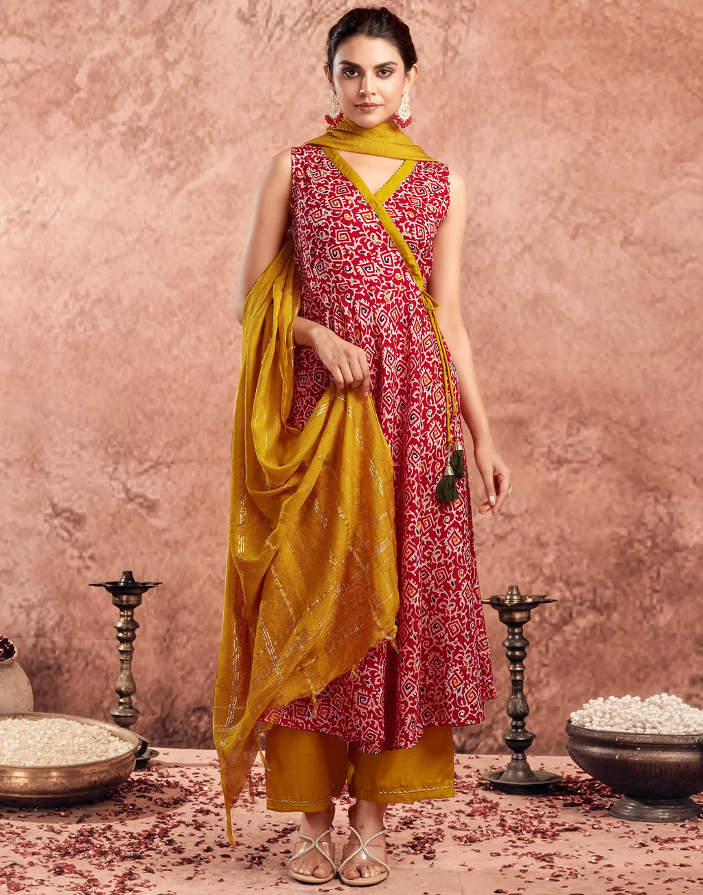 Cotton Blend Digital Print Anarkali 3 Piece Kurta Set