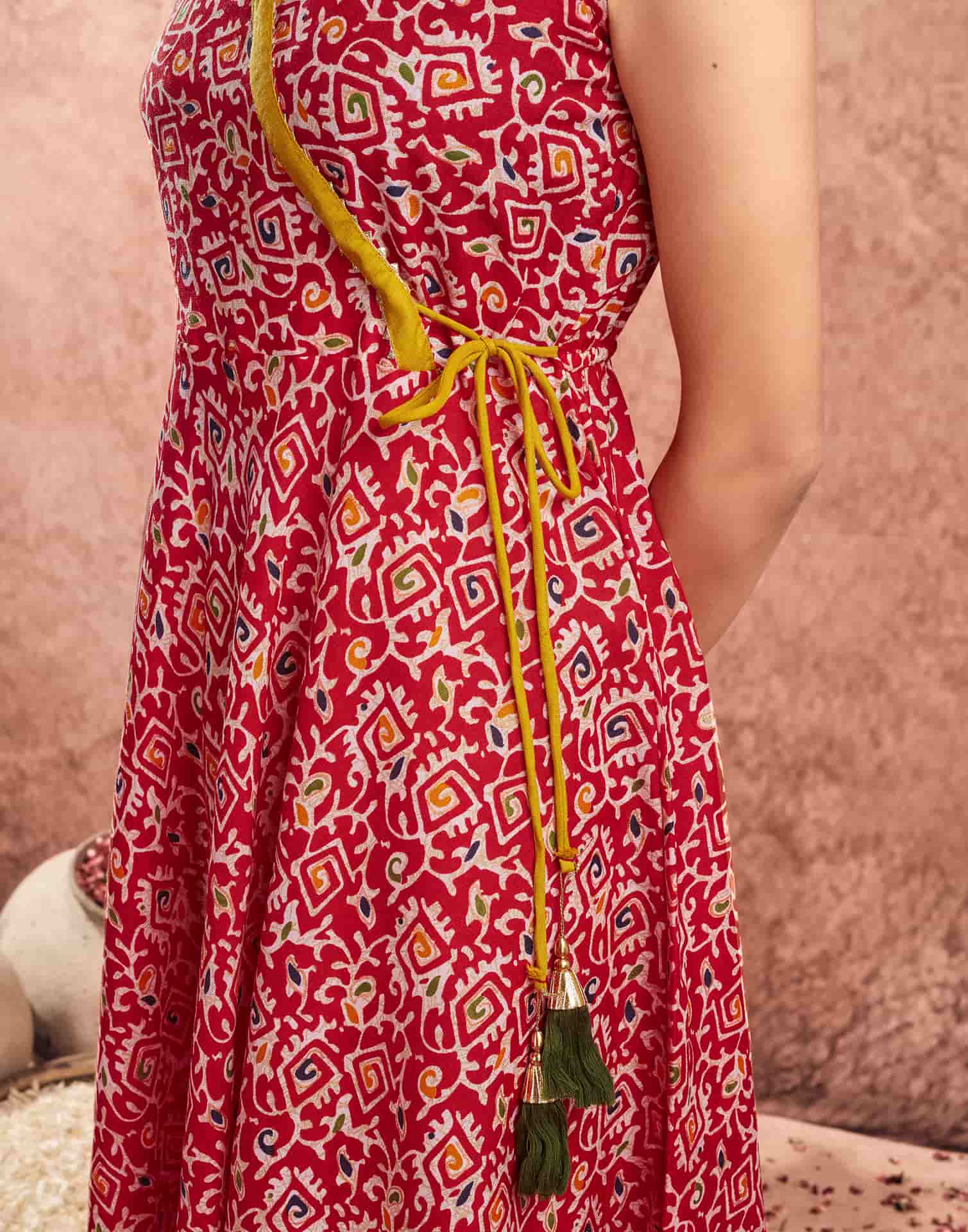 V Neck Anarkali Kurta Set with Dupatta for Women