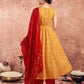 V Neck Anarkali Kurta Set in Yellow – Ethnic Wear for Women