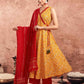 V Neck Anarkali Kurta Set in Yellow – Ethnic Wear for Women