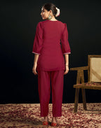 Silk Blend Printed Round Neck Co-ord Set