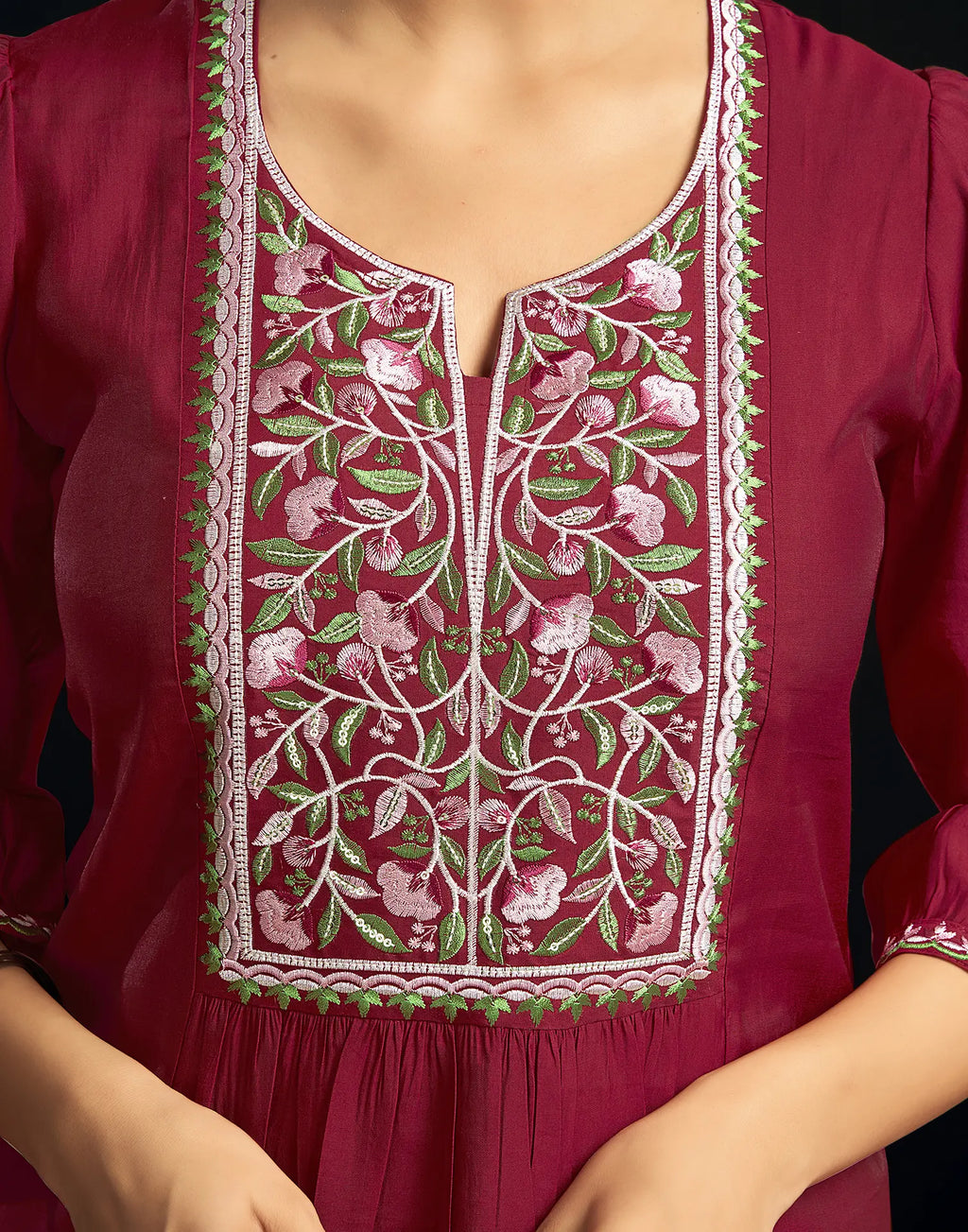 Silk Blend Printed Round Neck Co-ord Set