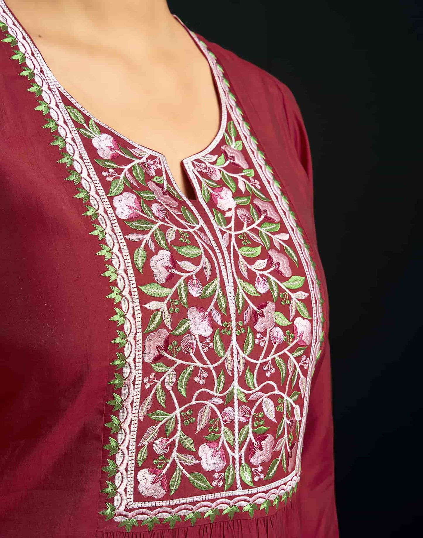 Silk Blend Printed Round Neck Co-ord Set