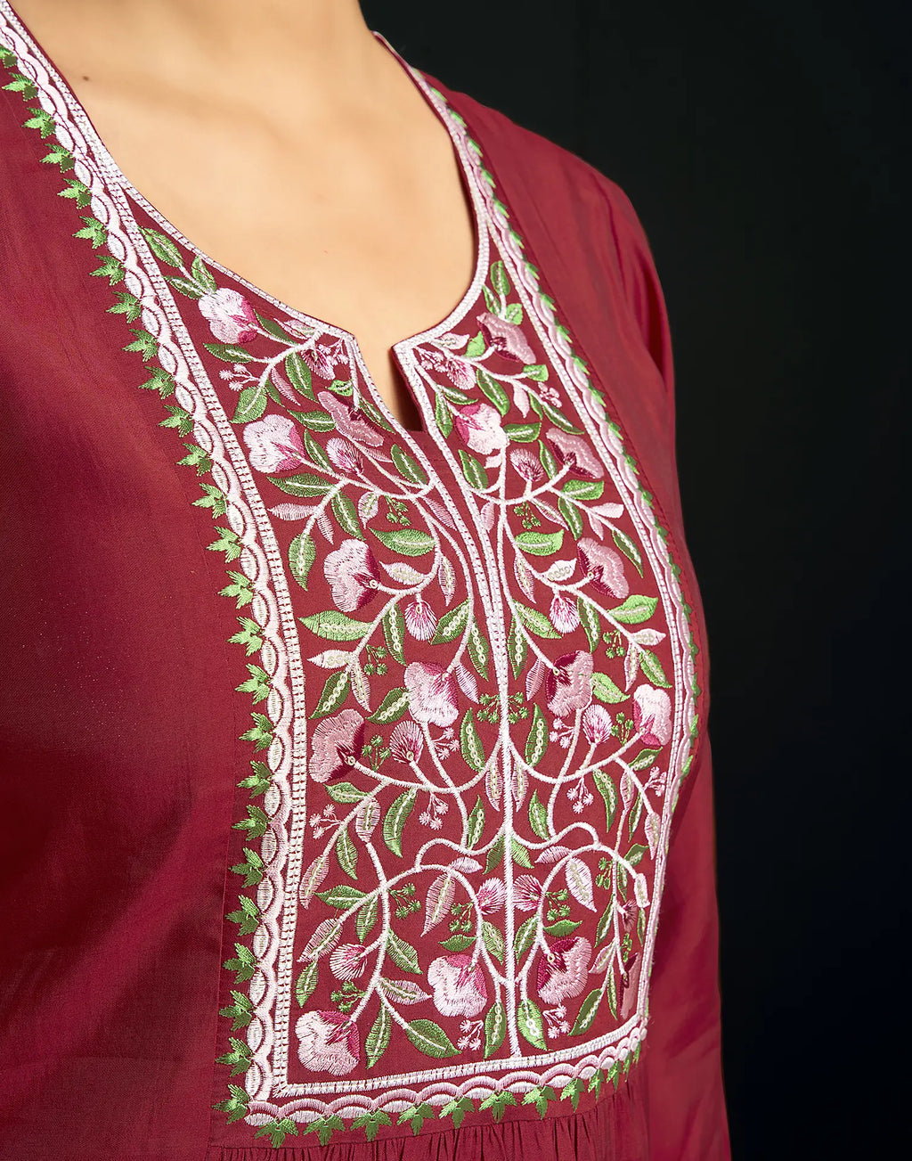 Silk Blend Printed Round Neck Co-ord Set