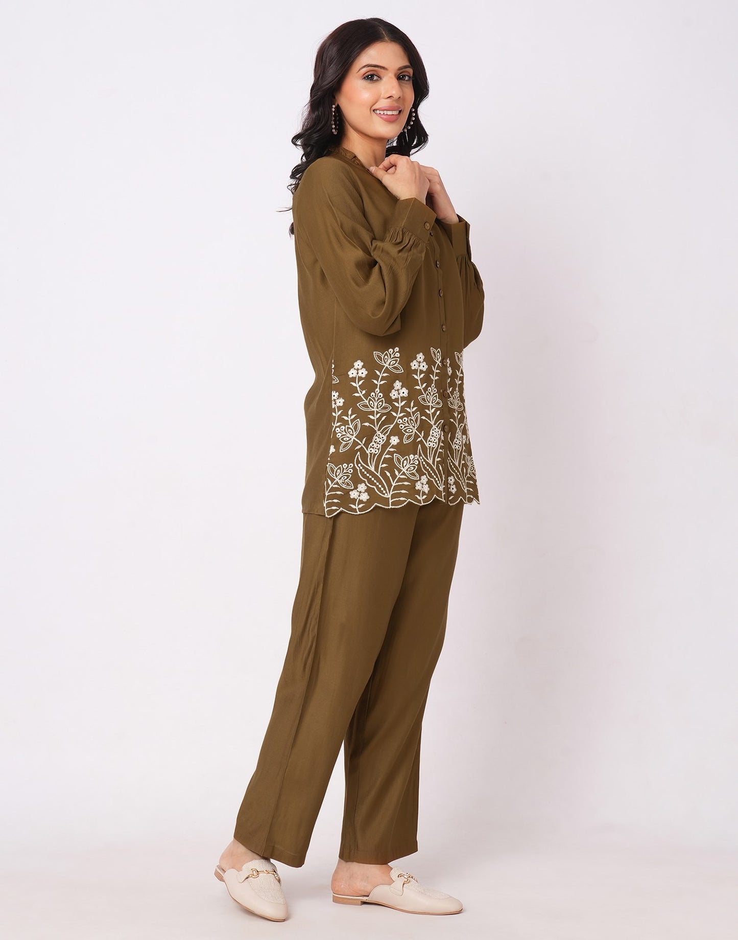 Cotton Blend Printed Round Neck Co-ord Set