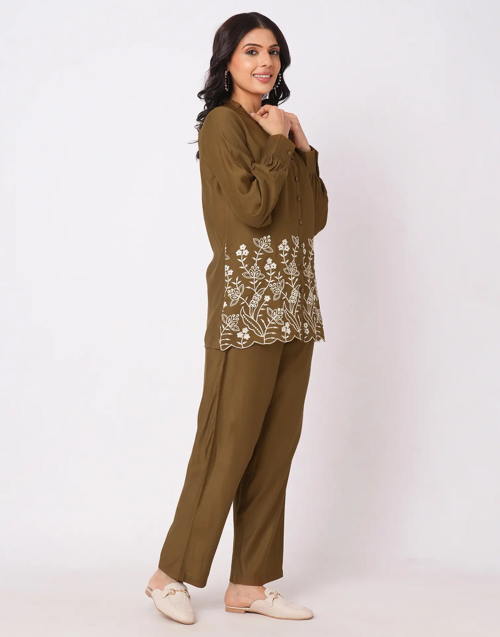 Cotton Blend Printed Round Neck Co-ord Set