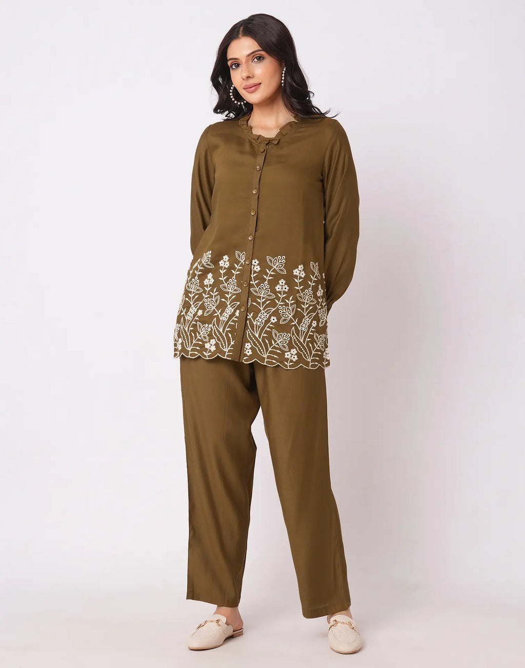 Cotton Blend Printed Round Neck Co-ord Set