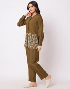 Cotton Blend Printed Round Neck Co-ord Set