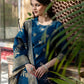 Affordable Silk Blend Kurta Set for Women in Blue Weaving Straight Kurta with Pant & Dupatta