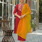 Rayon Embroidered Round Neck Straight Kurta with Pant & Dupatta