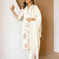 White Silk Embroidered Straight Kurta Set with Pant & Dupatta for Women Casual & Daily Wear under 1299