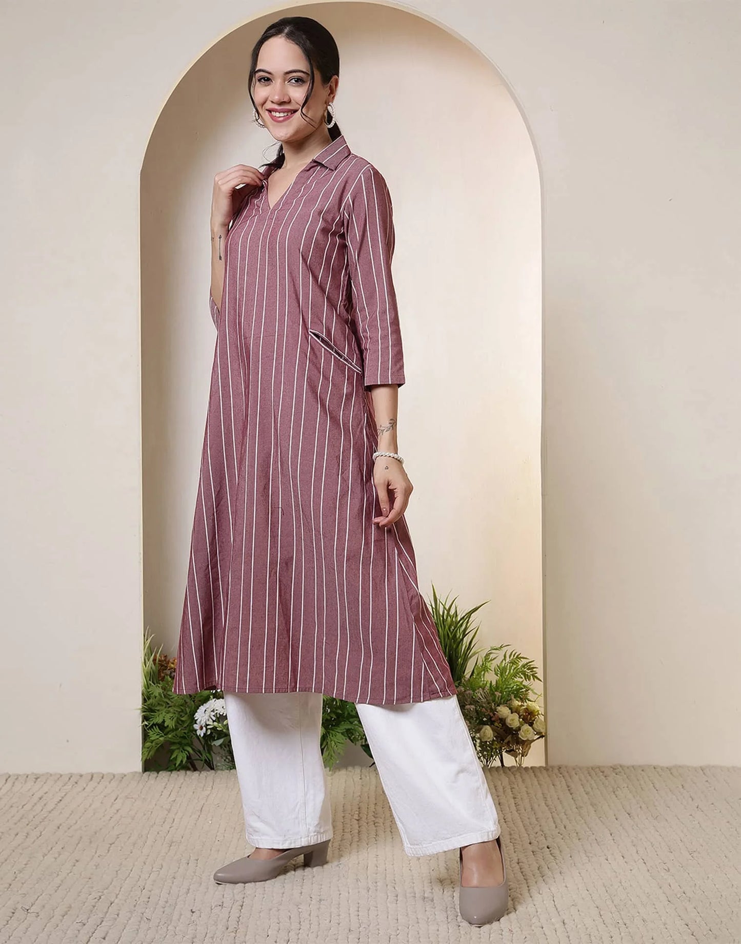 Cotton Woven Design Straight Kurti