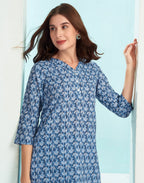 Cotton Blend Printed V-Neck Co-ord Set
