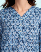 Cotton Blend Printed V-Neck Co-ord Set