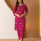 Chinnon Embroidered Straight Round Neck Kurta with Pant & Dupatta