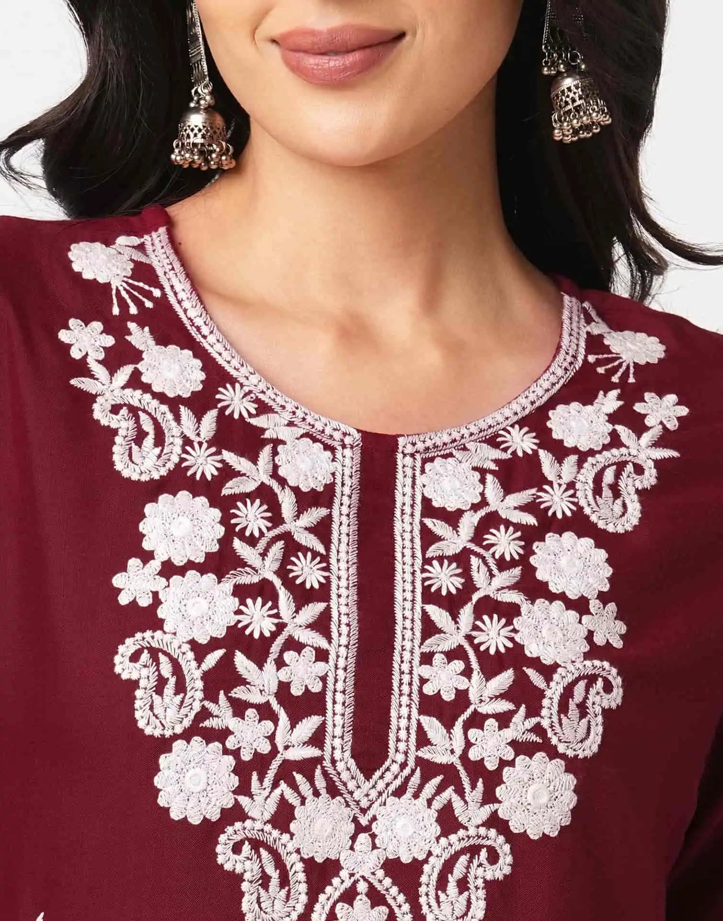 Cotton Embroidered Straight Kurti
