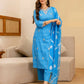 Cotton Printed Straight Kurta with Pant & Dupatta