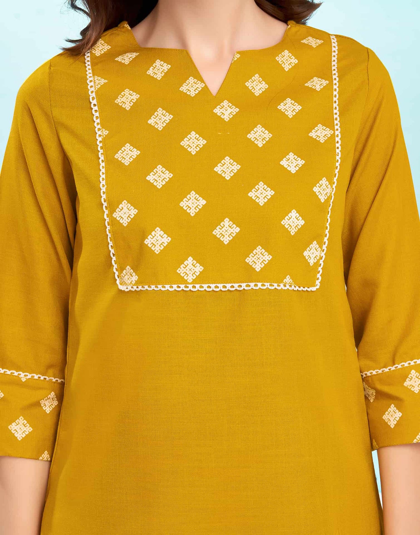 Cotton Blend Printed V-Neck Co-ord Set