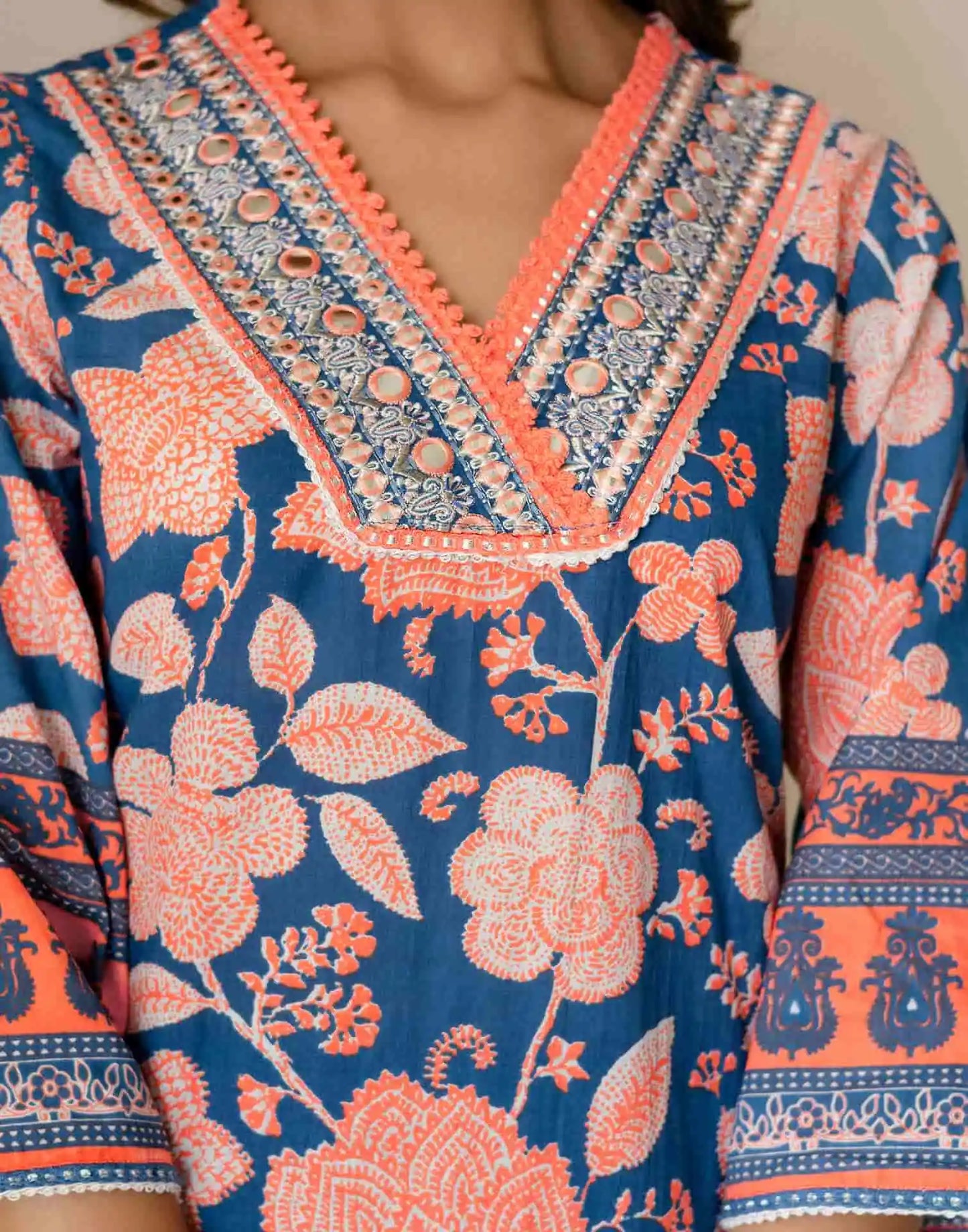 Affordable Blue Cotton Printed Straight Kurta Set with Patiala & Dupatta under 999