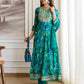 Blue Silk Printed Anarkali Kurta Set with Pant & Dupatta Affordable Ethnic Wear for Festive & Wedding