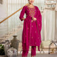 Skylee Pink Cotton Embroidered Straight Kurta with Pant & Dupatta