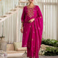 Skylee Pink Cotton Embroidered Straight Kurta with Pant & Dupatta