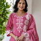 Cotton Straight Woven Design Round Neck Kurta with Pant & Dupatta