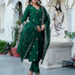 Silk Blend Embroidered Straight Kurta with Pant & Dupatta