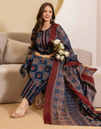 Skylee Viscose Rayon Printed Straight 3 Piece Kurta Set For Woman