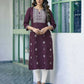 Cotton Embroidered Straight Kurti