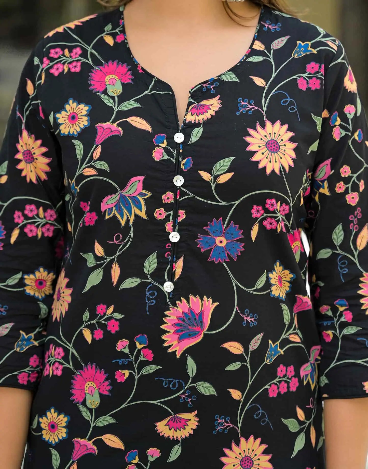 Cotton Straight Printed Round Neck Kurta with Pant & Dupatta