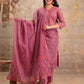Purple Cotton Printed V-Neck Kurta Set with Pant & Dupatta Affordable Ethnic & Casual Wear