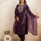 Purple Silk Sequence Embroidered Straight Kurta Set with Pant and Dupatta – Elegant Wedding & Festive Wear for Women