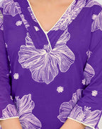 Skylee Viscose Rayon Floral Print Straight 3 Piece Kurta Set For Woman
