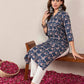 Cotton Embroidered Straight V-Neck Kurti