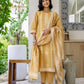 Yellow Cotton Straight Kurta Set with Pant and Dupatta under 1250 