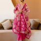 Pink Organza Printed Straight Kurta Set with Pant and Dupatta under 1299 