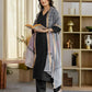 Affordable Black Cotton Blend Kurta Set with Pant & Dupatta for Women