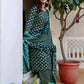 Cotton Blend Printed Lace Straight Kurta with Pant & Dupatta