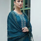 Cotton Blend Embroidered Straight Kurta with Pant & Dupatta