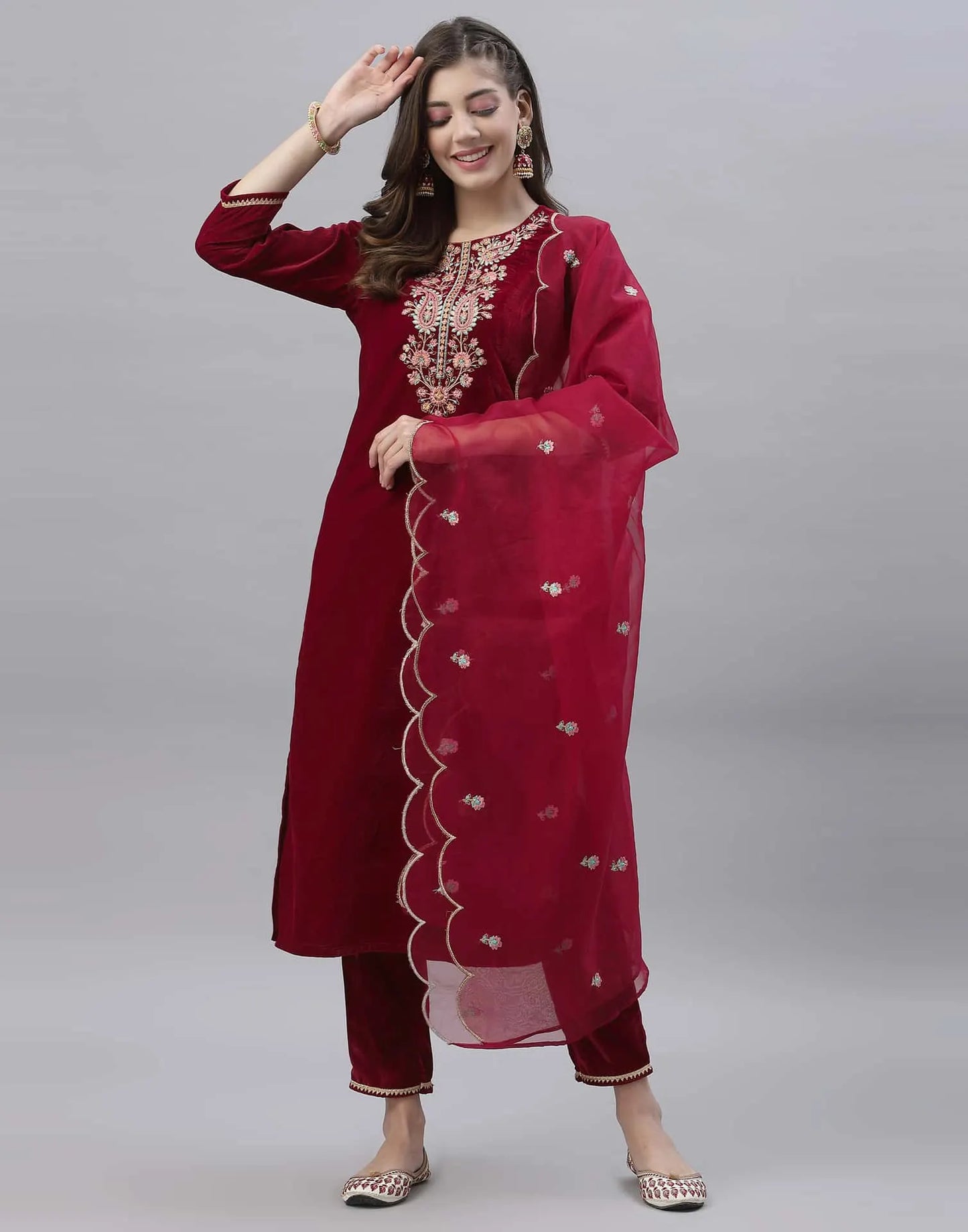 velvet kurta set for women