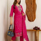 Pink Silk Embroidered Kurta Set with Pant and Dupatta for Wedding