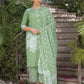 Cotton Printed V-Neck Straight Kurta with Pant & Dupatta