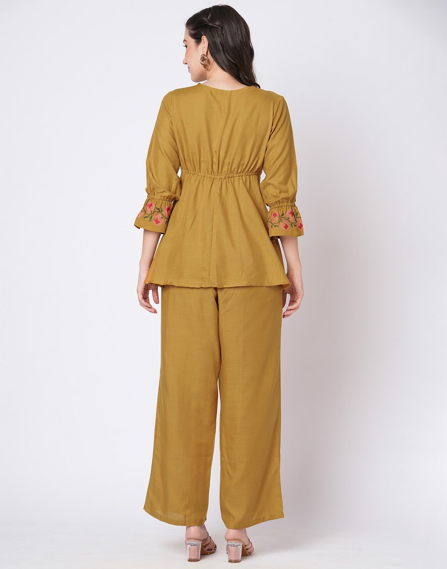 Cotton Blend Printed V-Neck Co-ord Set