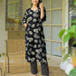 Cotton Straight Printed V-Neck Kurta with Pant & Dupatta