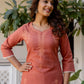 Cotton Embroidered Straight Kurti