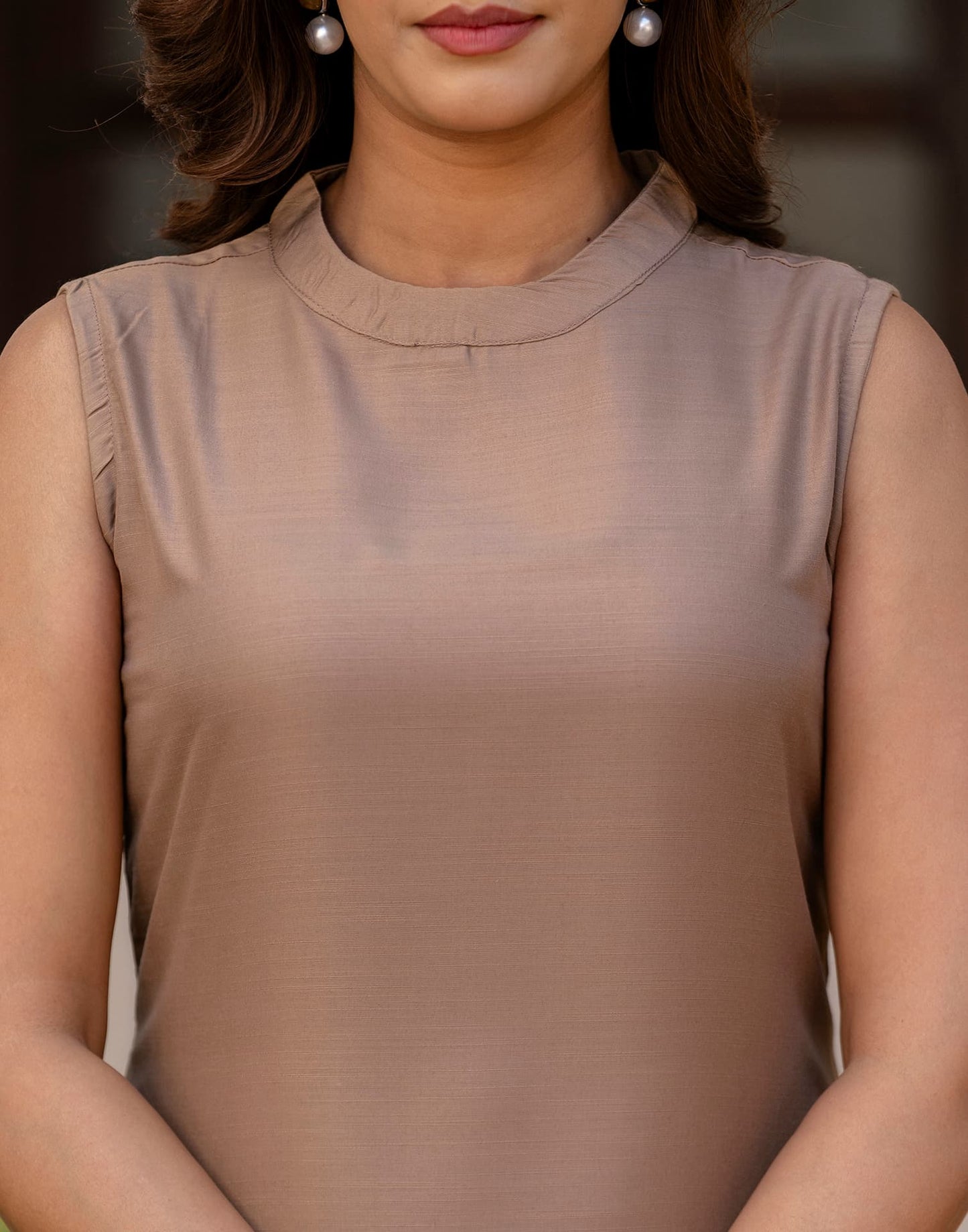 Cotton Blend Plain Round Neck Co-ord Set